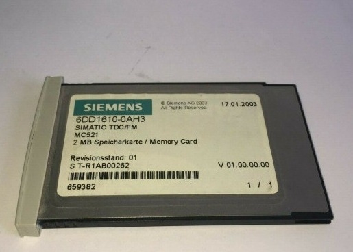 SIEMENS 6DD1610-0AH3 Tarjeta de memoria 2MB Mc521 Df Cs Fa Productos de apoyo PLC IPC