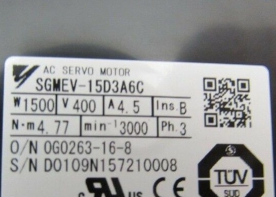 YASKAWA SGMEV-15D3A6C 1500W MOTOR CA SIGMA-5 4.5AMP 400V 3FASES Absoluto de 20 bits