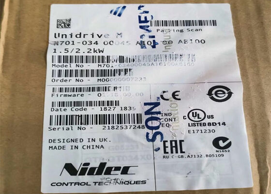 Inversor industrial de la CA del kilovatio Unidrive M701-03400100A Emerson de Nidec 2.2/3.0 de las técnicas de control